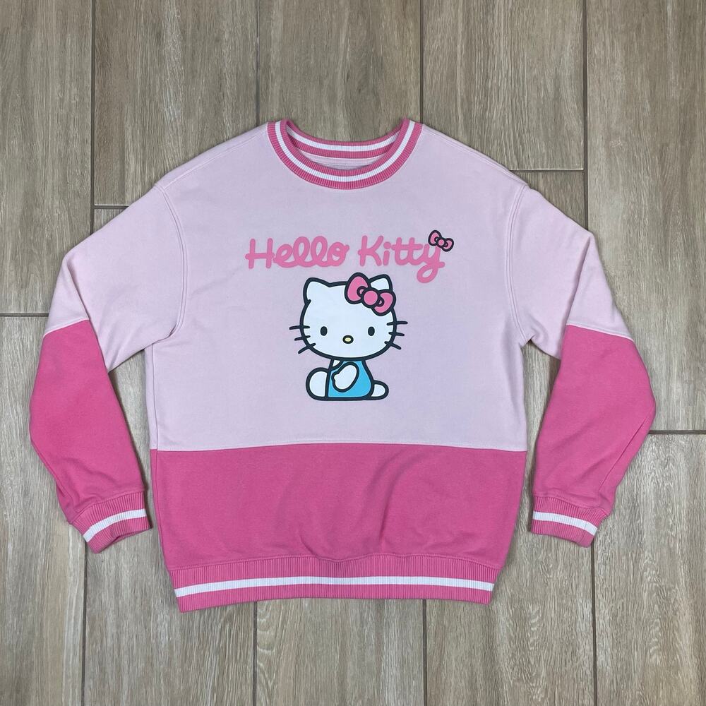 Hello Kitty Sanrio Sweatshirt Women M Pink Fleece Crewneck Graphic Pullover